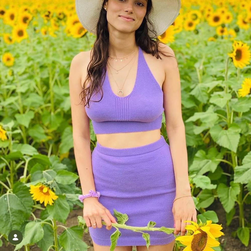 Zaful Lavender Knit Halter Top and Skirt Set